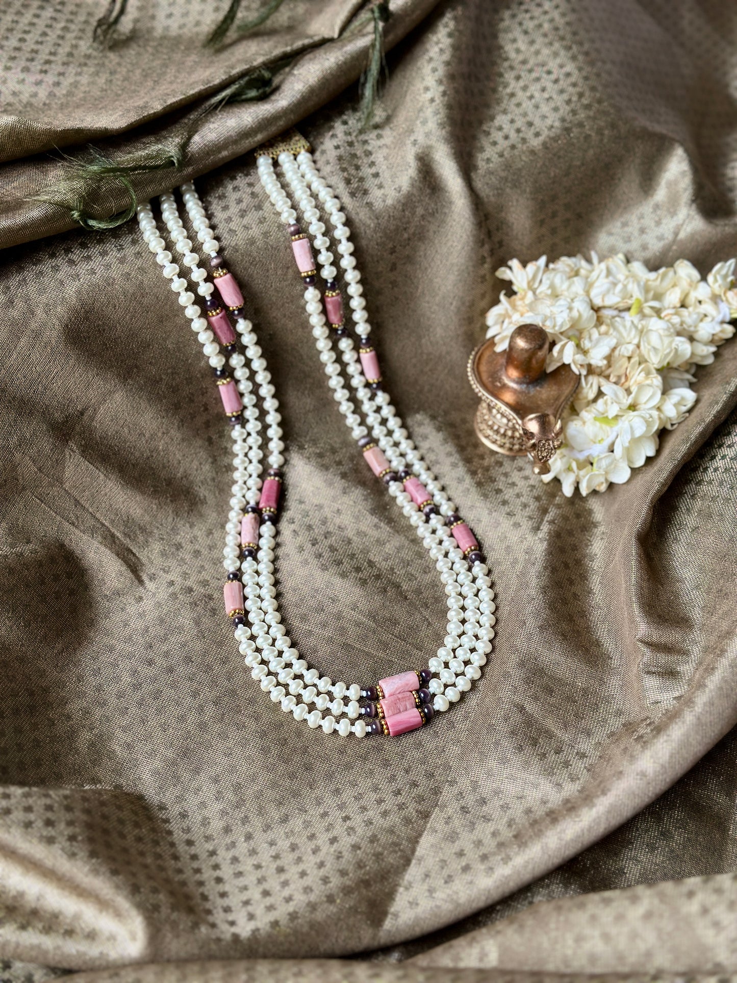 Mughal Pearl Necklace - Champagne