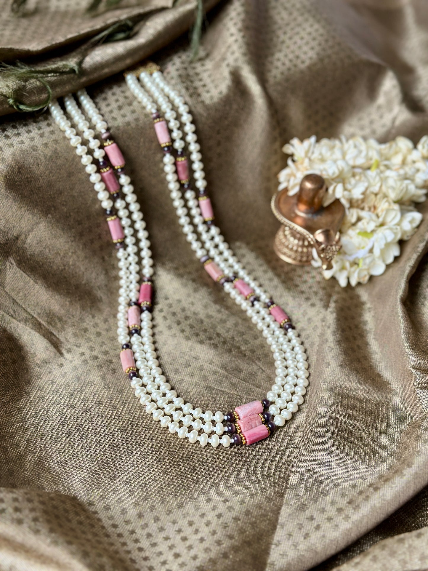 Mughal Pearl Necklace - Champagne