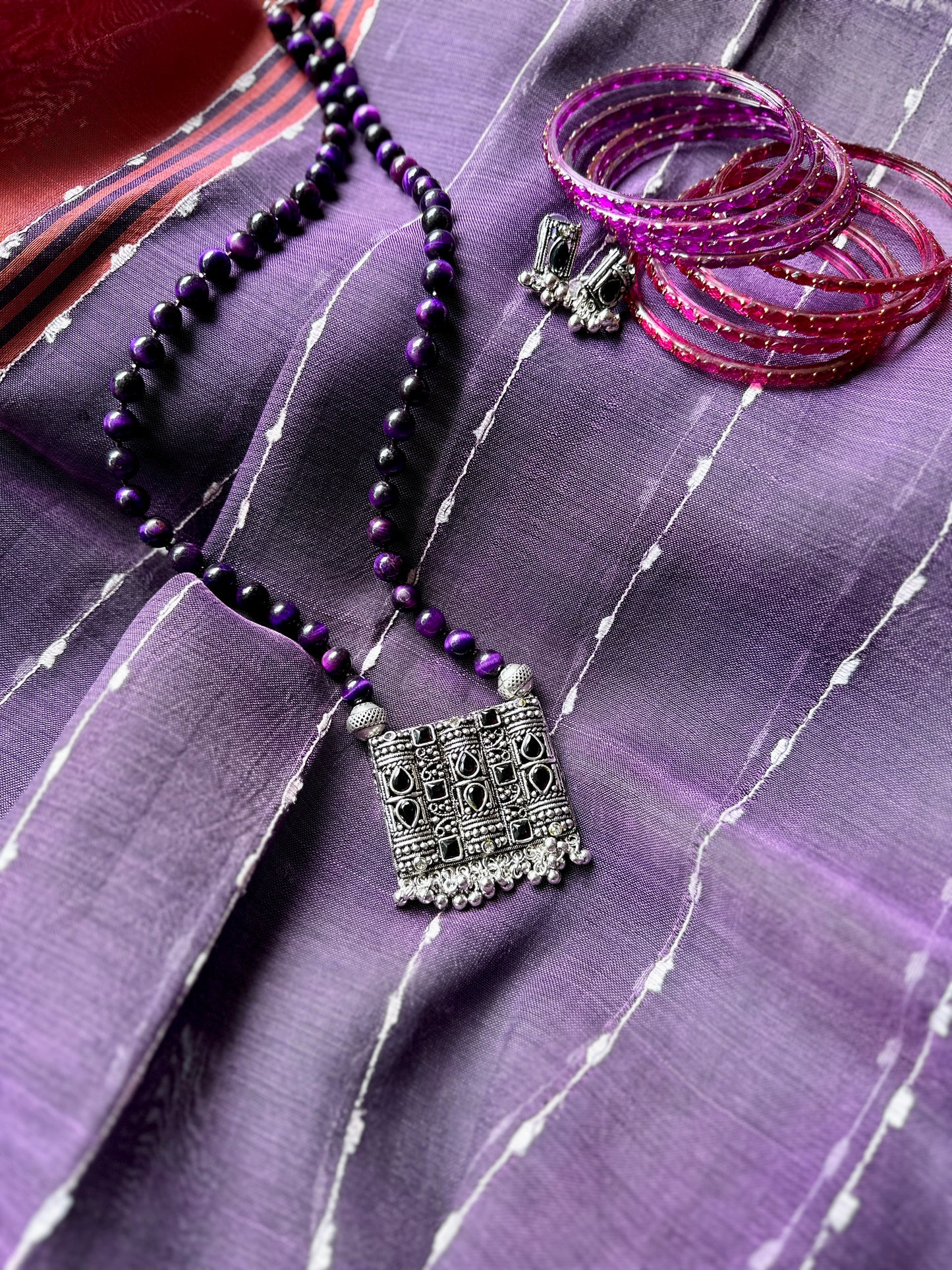 Bagh Pendant Necklace - Purple