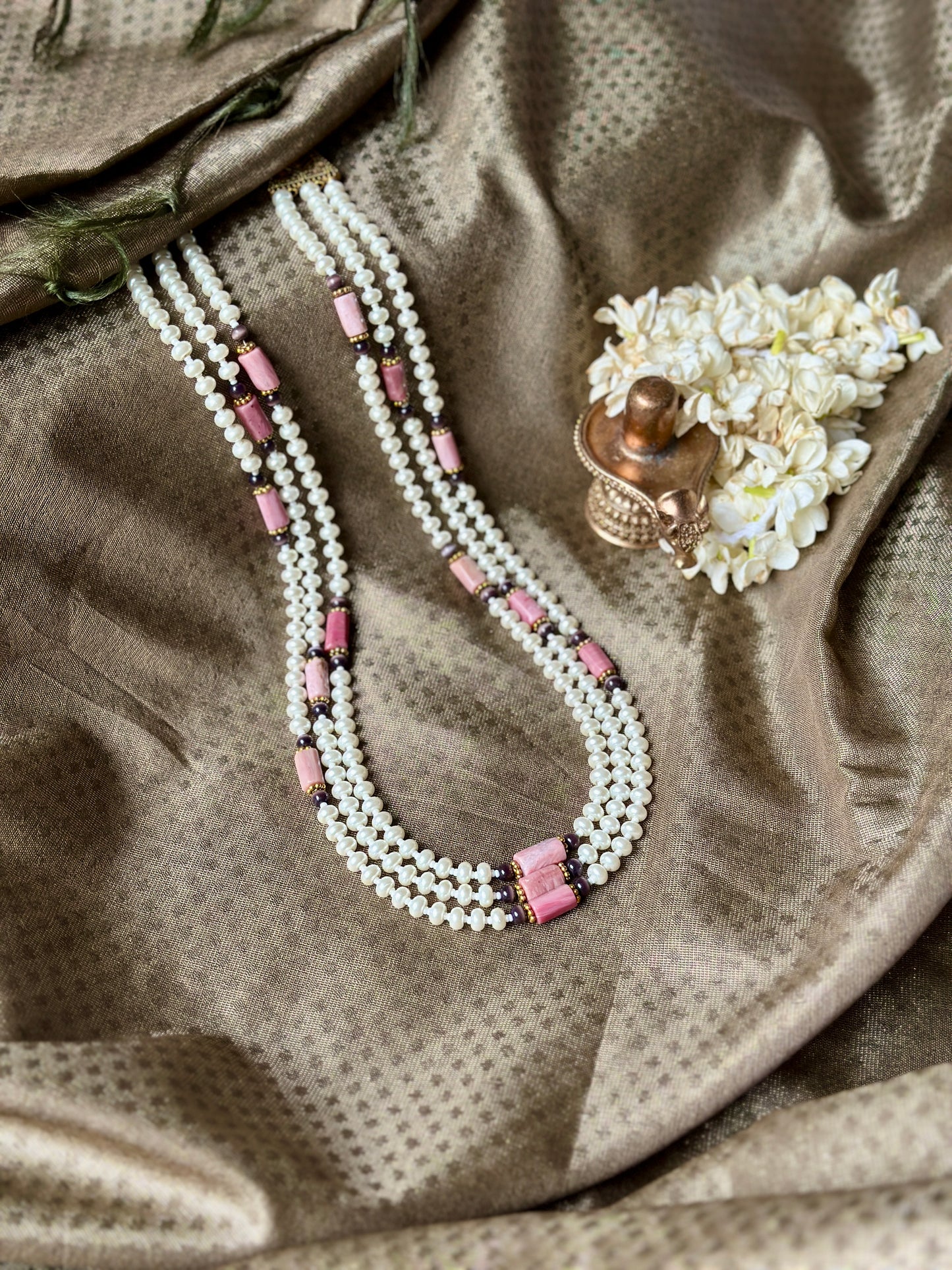 Mughal Pearl Necklace - Champagne