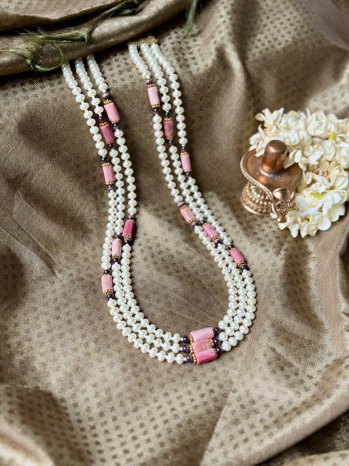 Mughal Pearl Necklace - Champagne