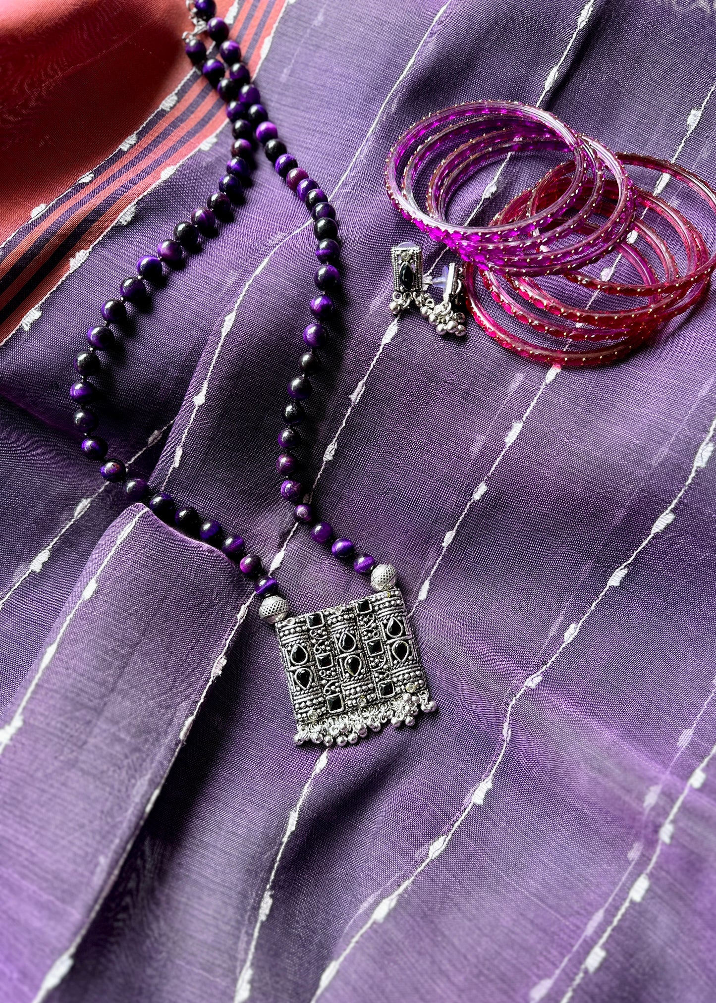 Bagh Pendant Necklace - Purple